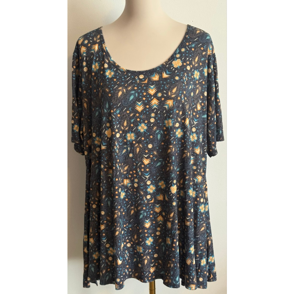 Women's LuLaRoe Gray Yellow Floral Tunic Top 3XL